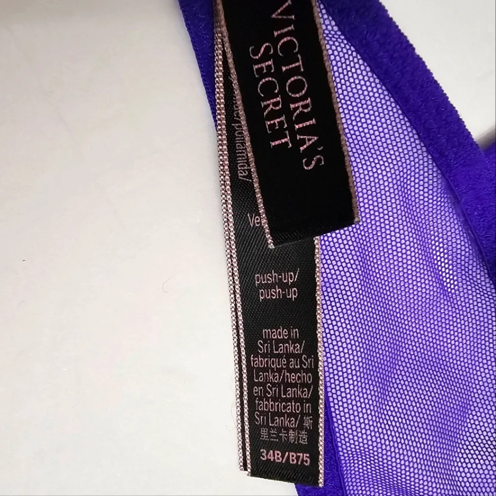 Victoria's Secret Bombshell Add 2 Cups Very Sexy Bling Spellout Strap PushUp Bra - Picture 8 of 10
